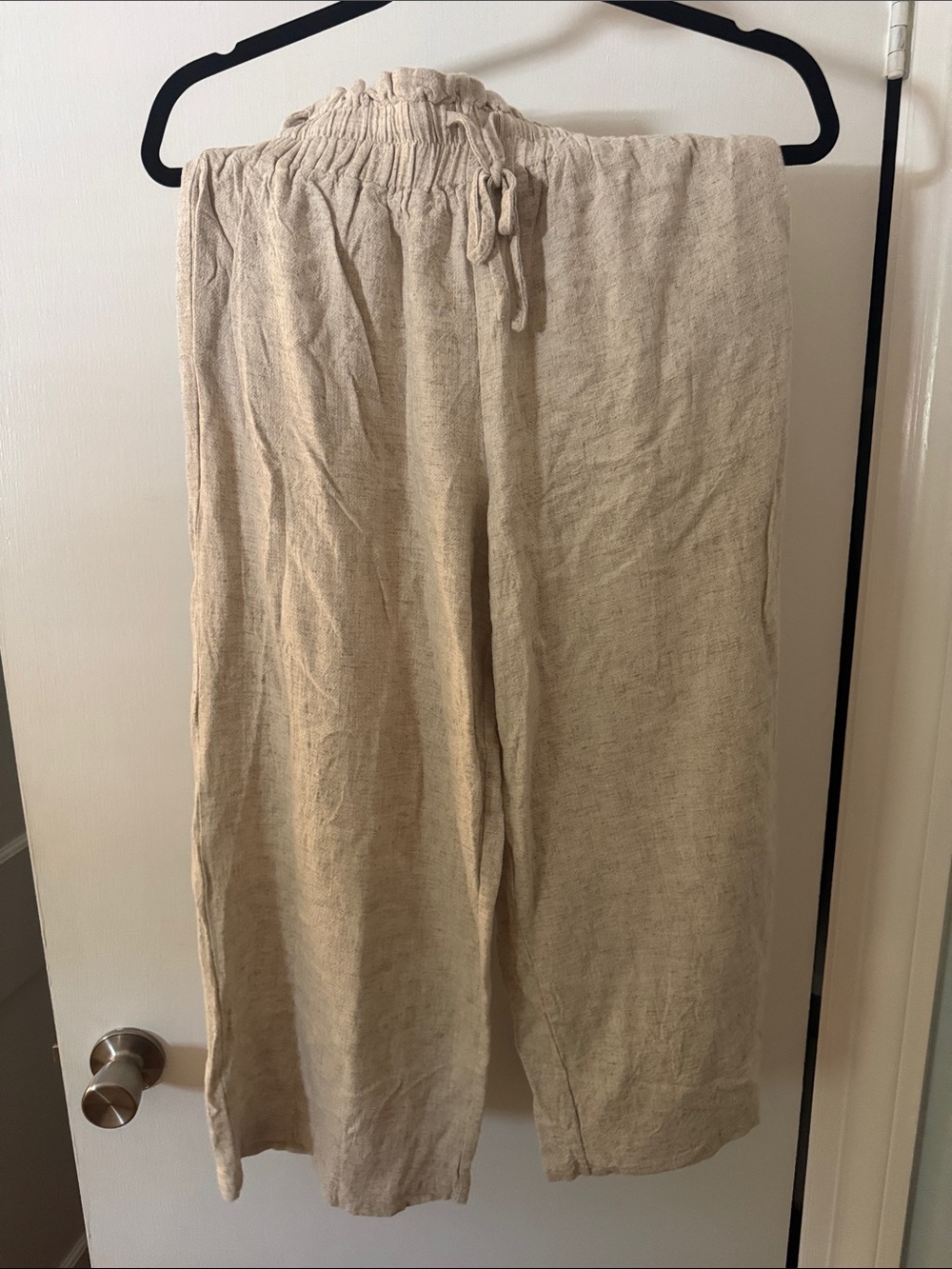 Petal & Pup Linen-Blend Cropped Wide-Leg Pants in Natural Beige